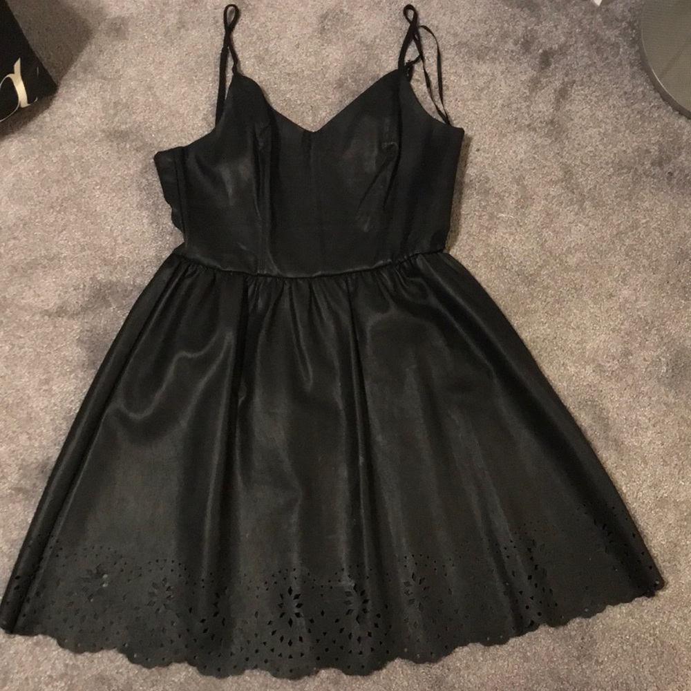 Black leather dress